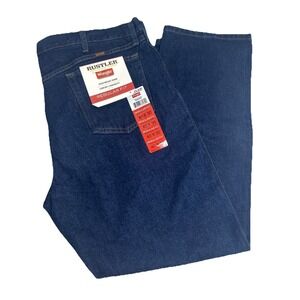 Rustler Wrangler NWTMen Jeans 40X30 Straight Reg Fit Heavyweight Denim Dk Blue